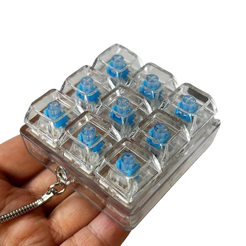 4/9 Tasti Tester Meccanico per Asse Tastiera LED Tasto Tastiera Giocattolo Antistress Fai da Te Pulsante Fidget Keycap Portachiavi Fidget Giocattoli Regalo