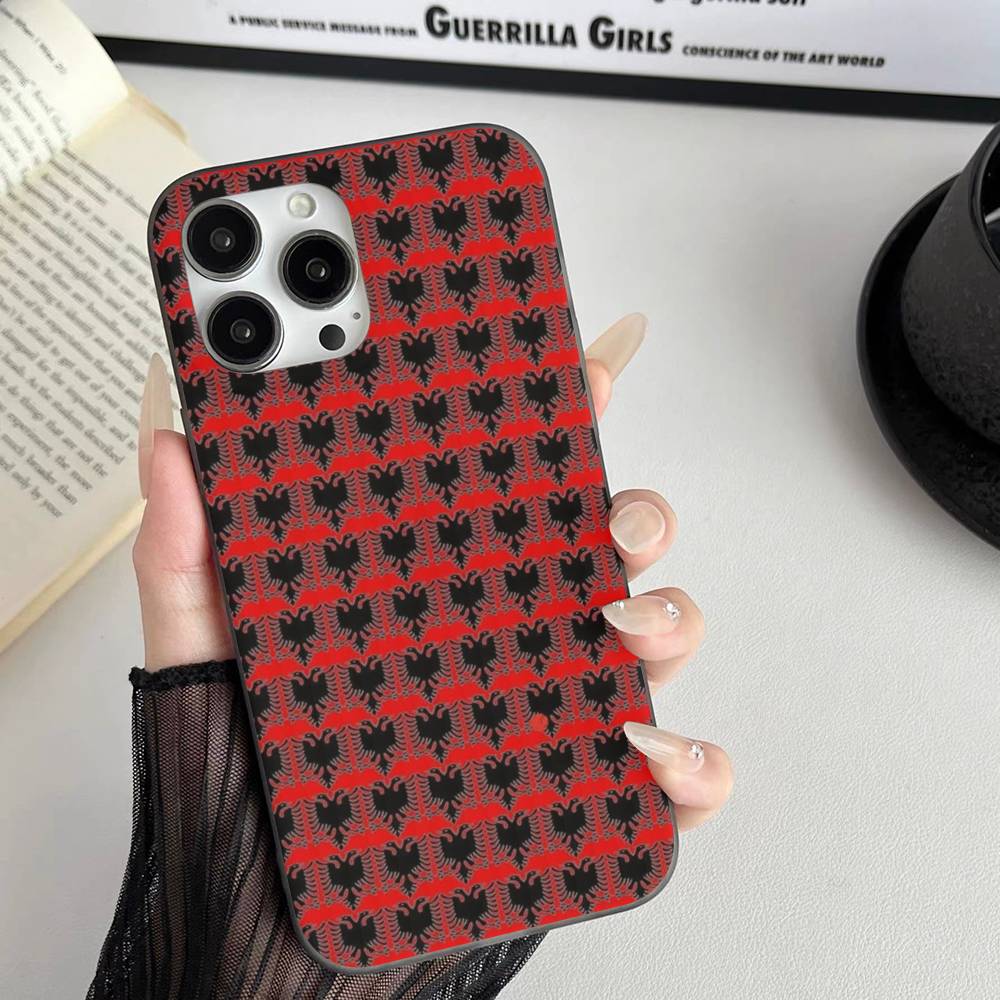 

Albanian Flag Map Phone Case For IPhone 16 15 17 Pro 11 12 13 14 Pro Max Plus Soft Ripple Silicone Cover Shell iPhone 15