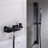 Brass Waterfall Bathtub Faucet Set with Black Exposed Edge and Hot/Cold Shower Head