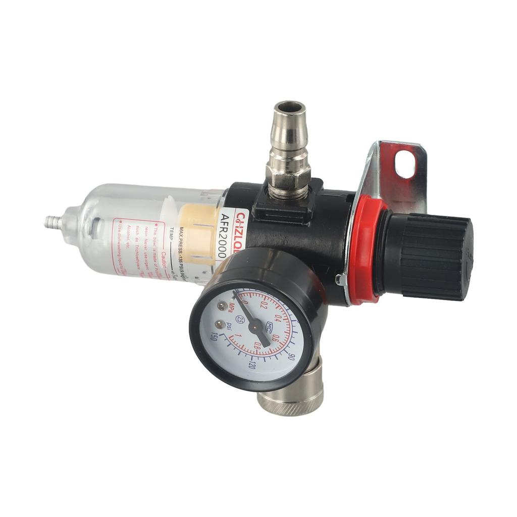 1/4 Inch AFR-2000 Air Filter Water Separator Trap with Adjustable Pressure Regulator for Compressed Air Systems