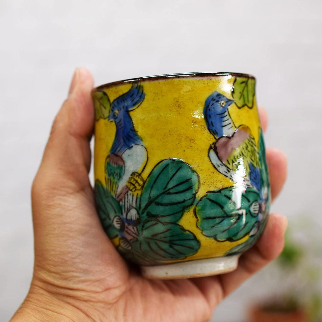 Waza no Kura Pair of Stylish Kutani Ware Teacups, Yoshidaya, Ceramic Teacups, Brand Name, Japanese Tableware, Made in Japan