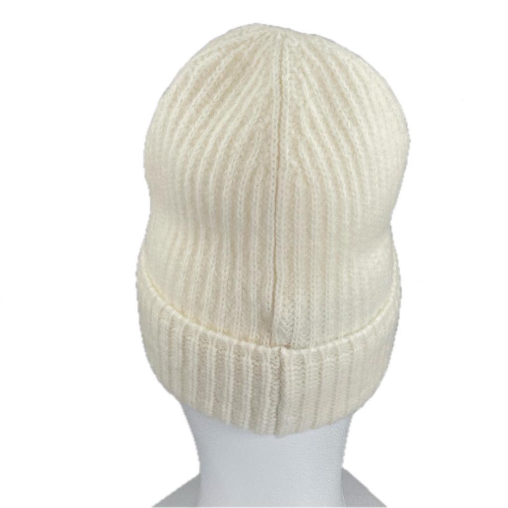 Excellent MONCLER Knit Cap BERRETTO With Logo Emblem White Wool Women J20933B00072 Used
