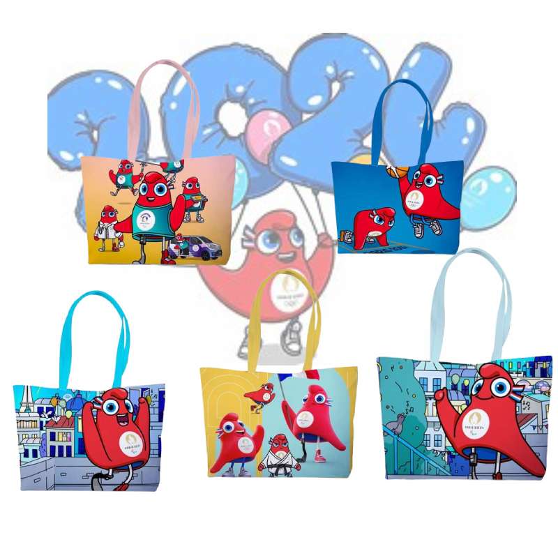 Paris 2024 Sports Competition Mascot Phryge Large Capacity Pu Material  Handbag