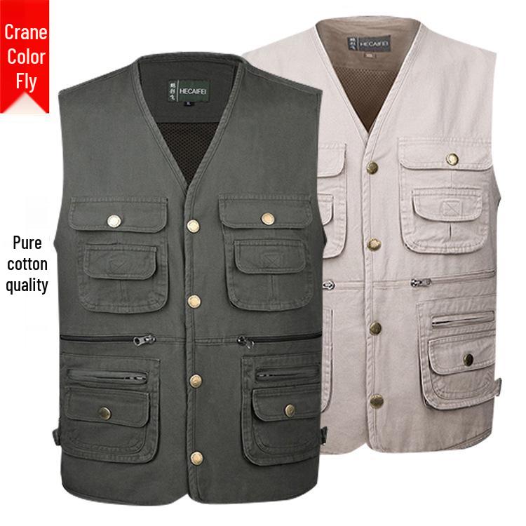 Men's Multi-Pocket Fishing Vest for Spring & Autumn - Ideal for Middle-Aged & Elderly