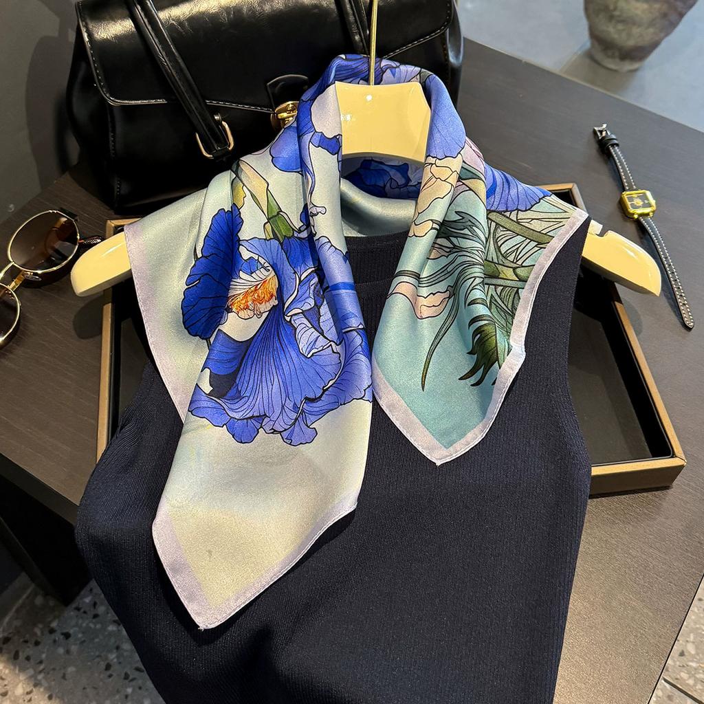 New 100% Natural Real Silk Scarf Women Bandana Square Scarves Wrap Kerchief Mulberry Fashion Luxury High Quality Hijab Sjaal