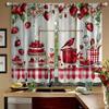 Retro Strawberry-printed Curtains, Suitable for Bedrooms and Living Rooms, Home Decoration, and Christmas