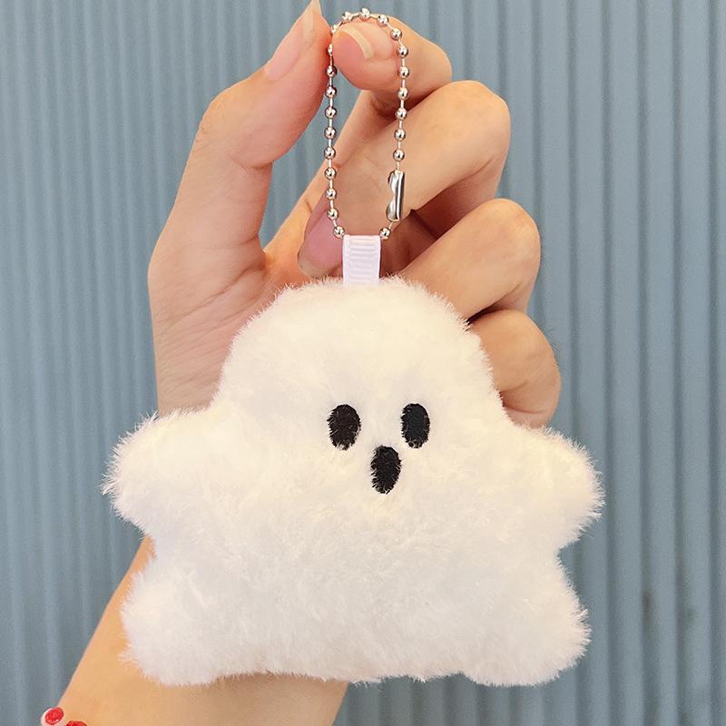 Creative Funny White Ghost Keychain Cartoon Cute Plush Doll Pendant Keyring Bag Hanging Accessories For Children Kawaii Gift