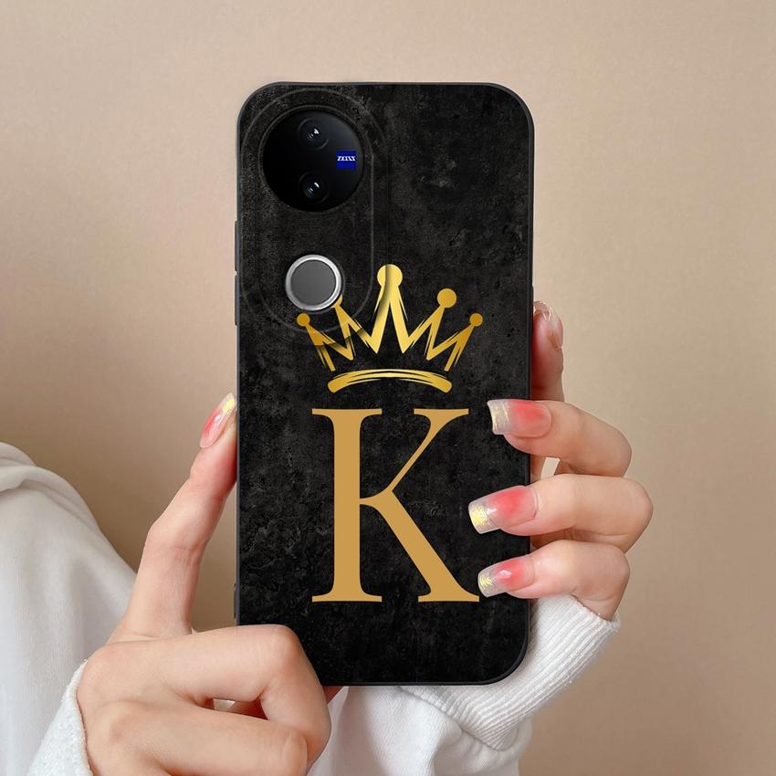 Case For Vivo V50 V40 V30 Lite V20 V21 V30e Fashion Crown Letters Phone Covers Screen Protector Liquid Silicone Dustproof Shell For Vivo Bumper Casing