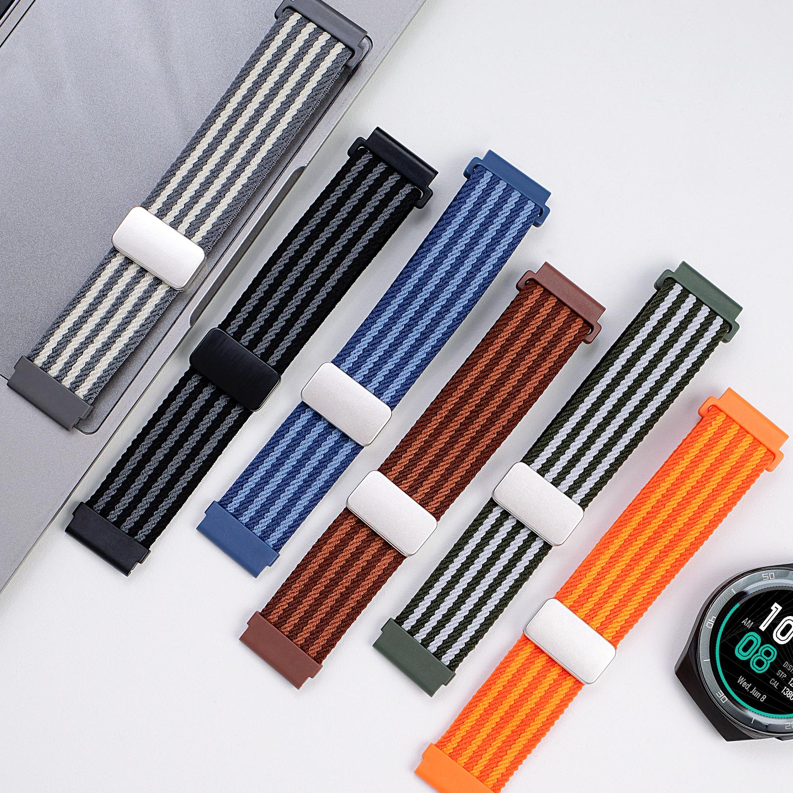 

Suitable for Huawei GT5 watch strap, breathable nylon woven casual wristband, watch3pro nylon elastic magnetic strap 22mm синій