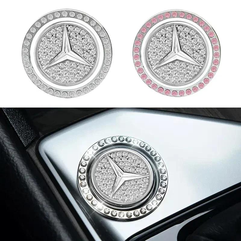 Diamond Car Decor One Click Start Button Engine Start Stop Switch Button Cover for Mercedes Benz W211 W204 W210 W203 CLA GLA ab1
