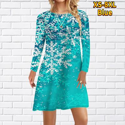 Women Casual Dress Anime Snowflake Print Dresses For Women O-neck Short Sleeve Dress Plus Size