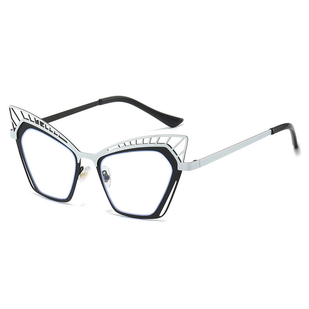 

Ins New Anti Blue Light Cat Eye Glasses Women Hollow Splicing Frame Design Trendy Anti Radiation Eyewear as picture