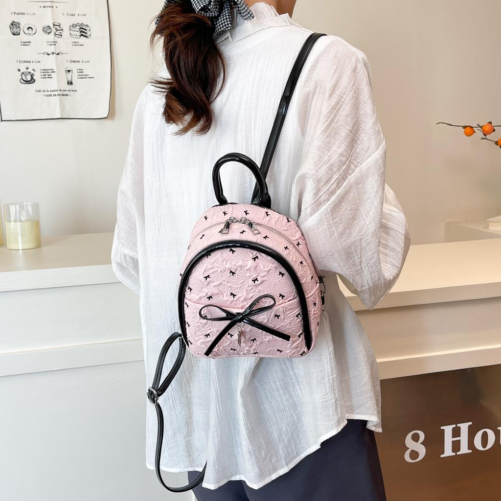 Schoolbag children's backpack bag women's 1011 new Korean niche design super fire fashion pleated bow small backpack