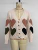 2026 Autumn/Winter Women's Cute Heart V-Neck Loose Knit Cardigan Sweater