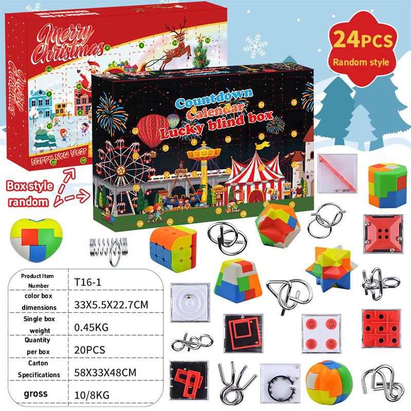 24 Dagen Adventskalender Kerst Countdown Kalender Kerst Cadeaubox Jongens Meisjes Assemblage Bouwstenen Decompressie Blind Box