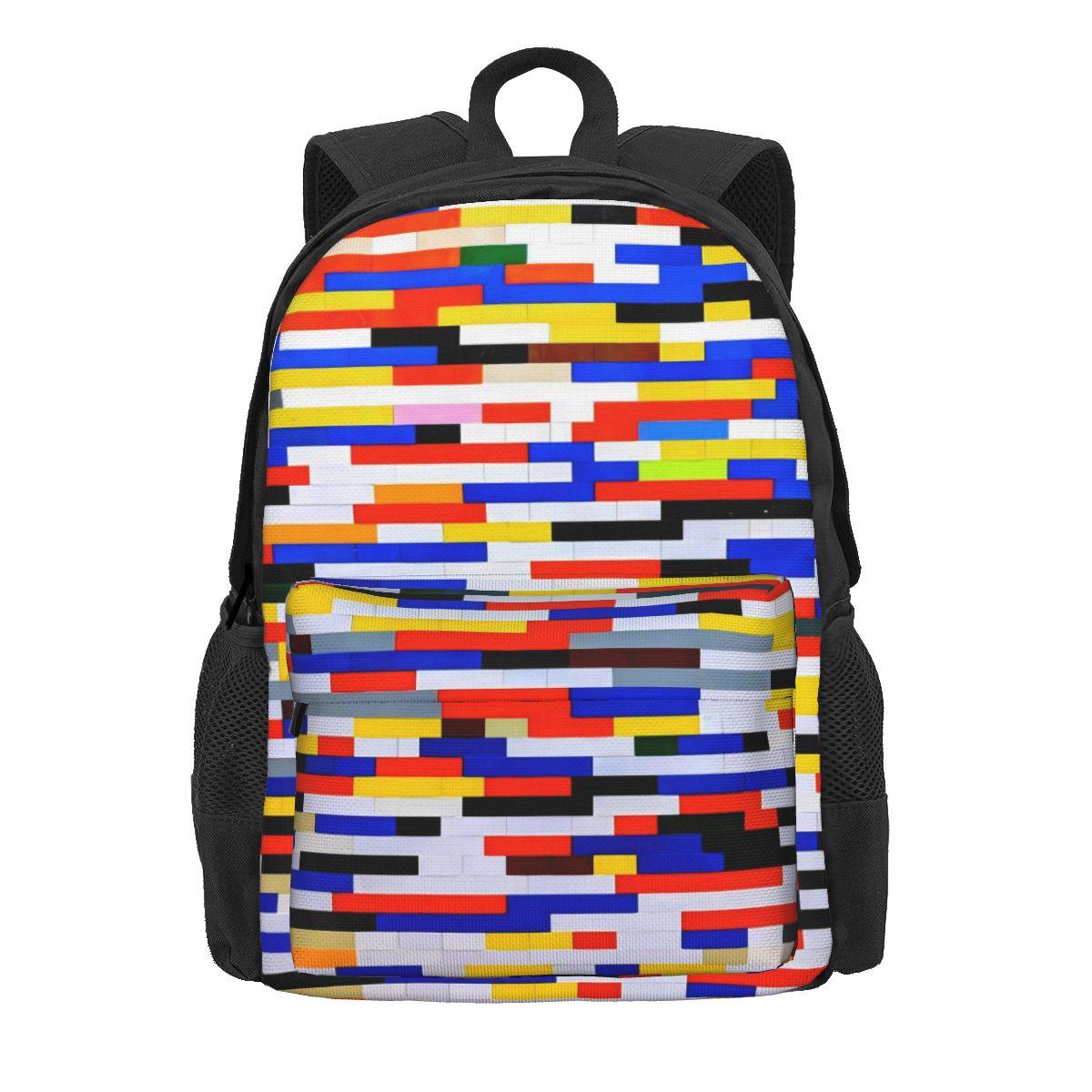 Artistieke Color Block Rugzak Blauw Rood Groen Jongen Meisje Polyester Reizen Rugzakken Patroon Kawaii Middelbare School Tassen Rucksack 36x32x10cm