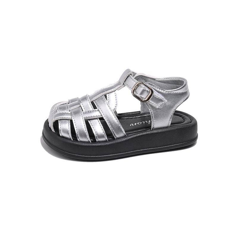 Children's Bag Head Sandals 2025 Summer New Children's Anti-kick Thick-soled Hollow Roman Shoes Girls Casual Beach Shoes