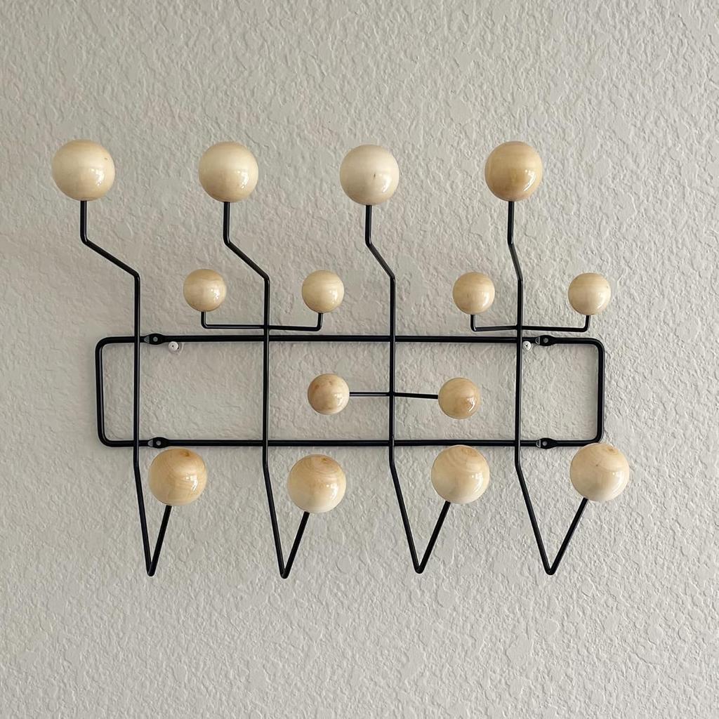Mid-Century Pop Wood Ball Metal Coat Rack