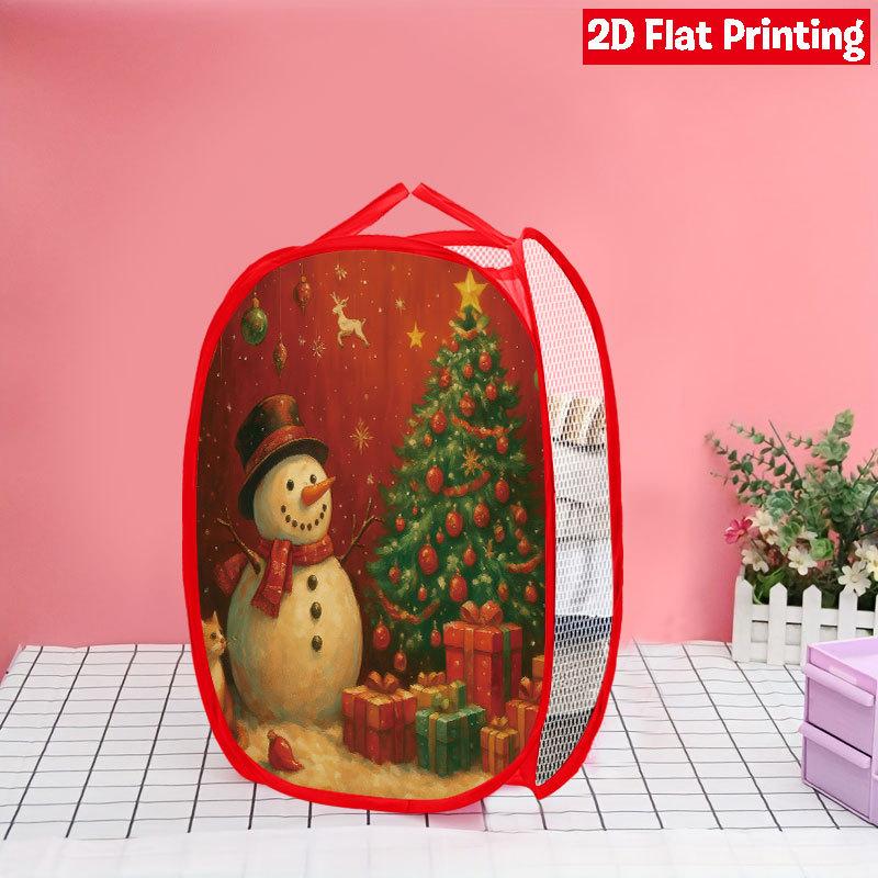 1Pcs Christmas Faceless Gnome Pop-Up Laundry Hamper Expandable Mesh Hamper Basket for Room Bedroom Bathroom Organization Contemporary Storage