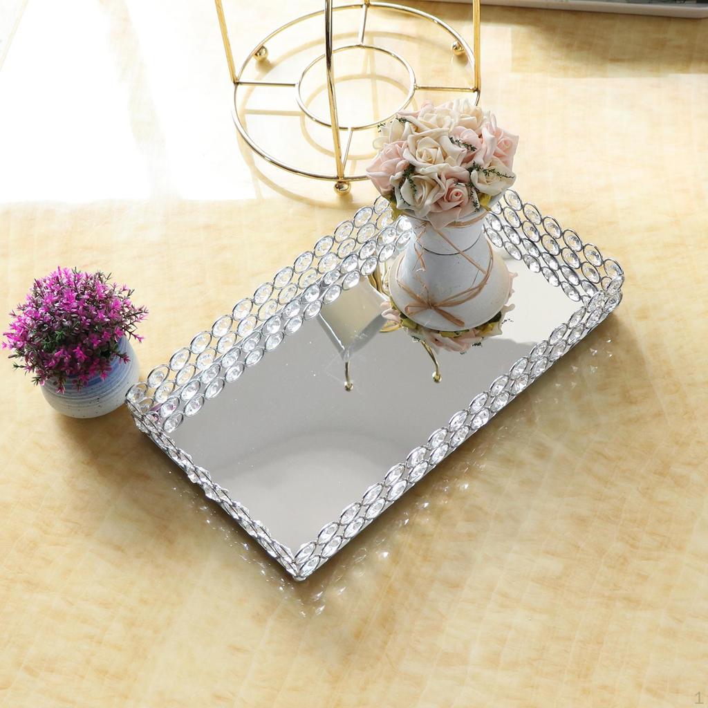 3 Size Decorative Mirror Tray Perfume Makeup Jewelry Organizer F/ Vanity Dresser