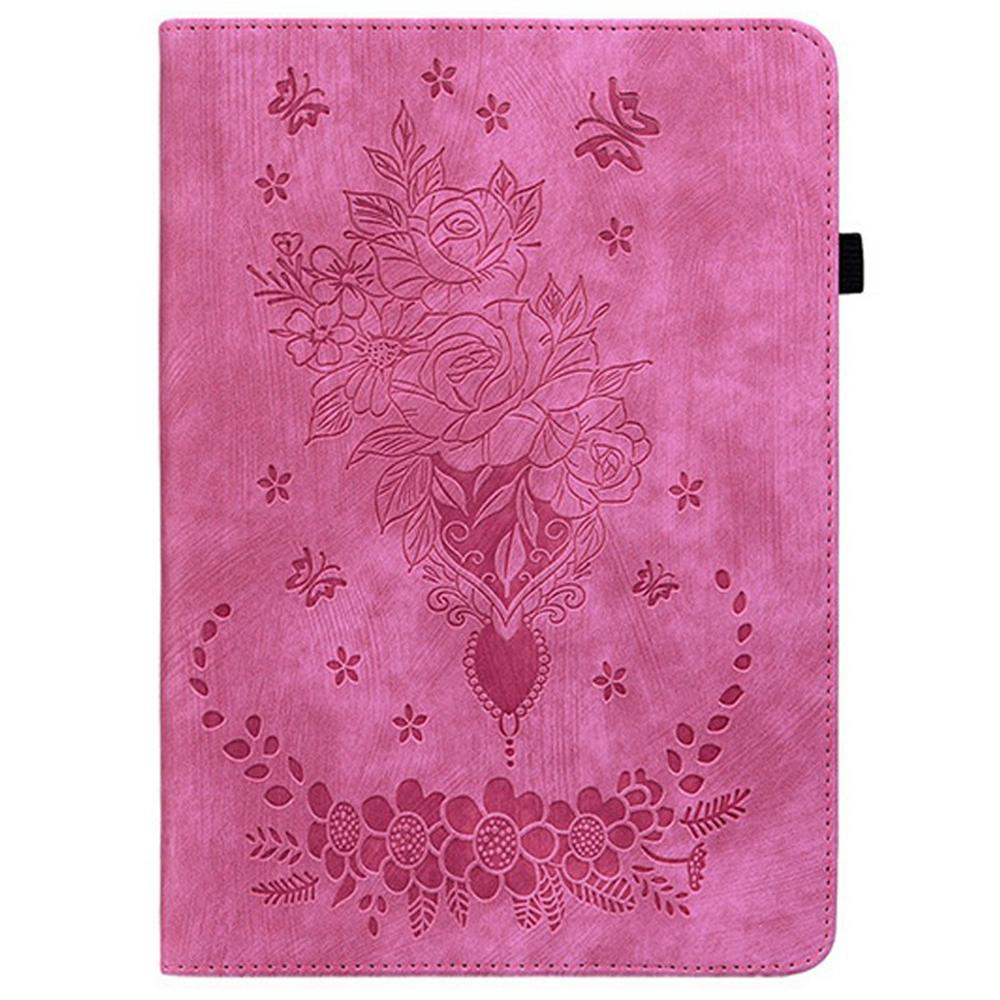 For itel VistaTab 30 Case Card Holder Anti-Scratch Leather Cover Rose Flower Imprint