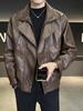 Men's Trendy Faux Two-Piece Leather Motorcycle Jacket - Autumn/Winter Casual, High-End Feel, Stylish and Handsome