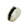 Shell Design Ruched Women Evening Bags Apricot Color Glitter Satin Luxury Party Dress Clutch Bags With Shoulder Chain Messenger