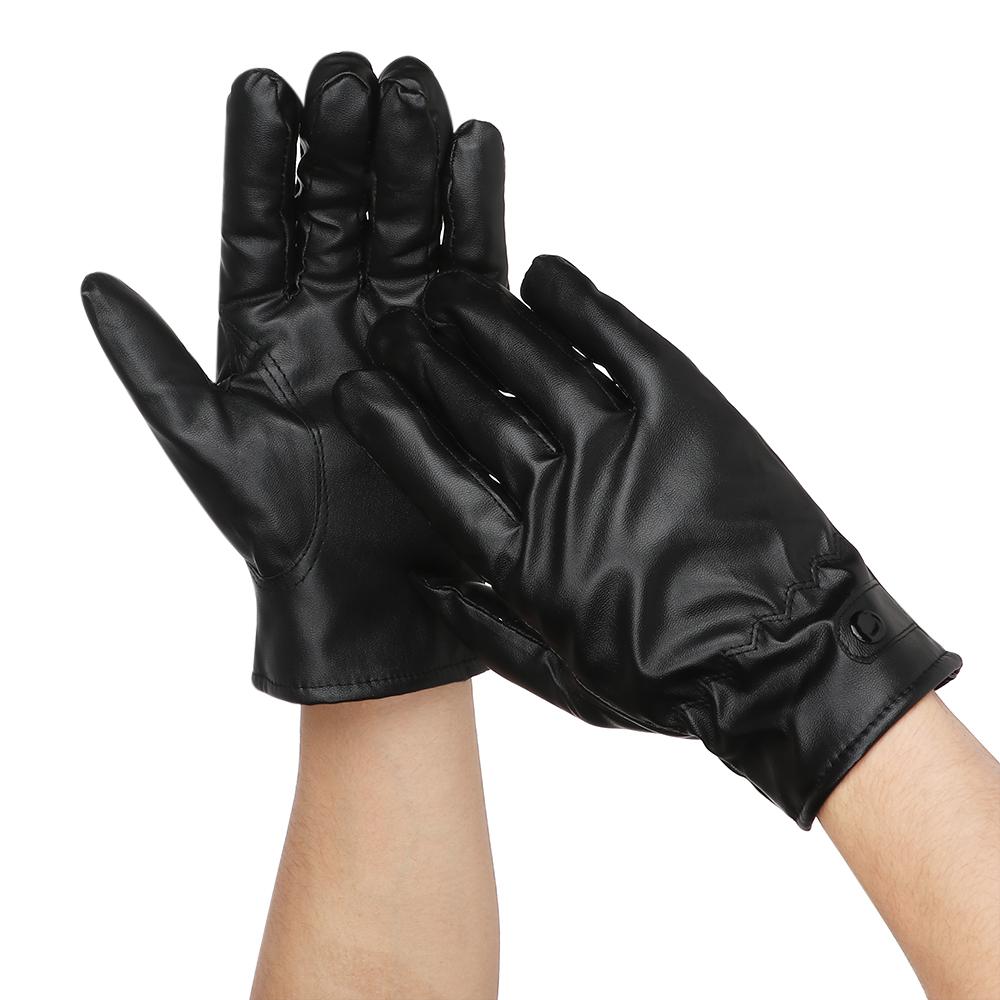 Autumn Winter Thick PU Leather Mitts Touch Screen Gloves Sport Cycling Gloves Full Finger Mittens
