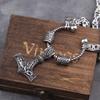 Chaîne king en acier inoxydable avec perles runiques et marteau de Thor mjolnir collier viking avec boîte en bois comme cadeau pour petit ami