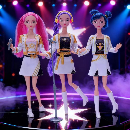 3Pcs K-pop Fashion Doll with 9 Movable Joints Dynamic Pose Doll Collectible Action Figure with Unique Style
