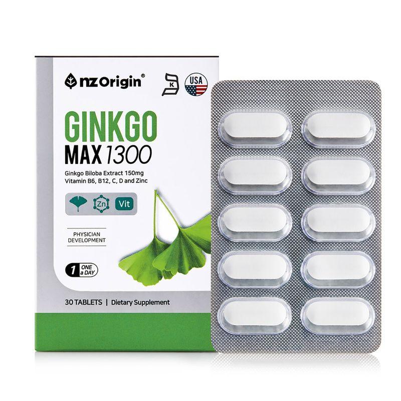 NZ Origin Ginkgo Max 1300 30ct x 3