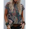 Summer Round Neck 3D Retro Print Top Fashionable Casual Short Sleeved Women's T-shirts