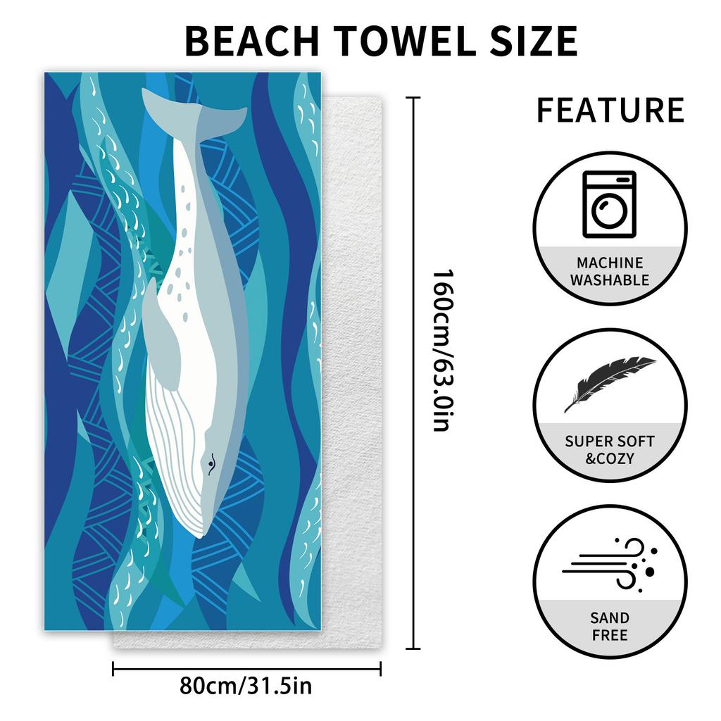 Double-sided Velvet Beach Towel, Microfiber Printed Bath Towel, Beach Swimming Quick-drying Towel