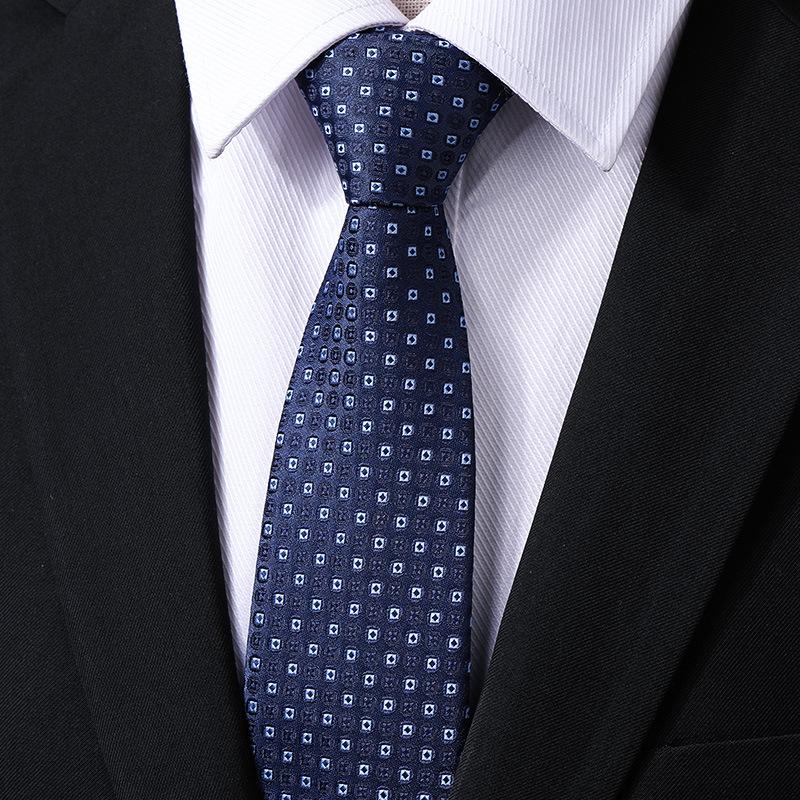 Men'S Blue Business Dress Tie Wedding Groom Work Korean Version Zipper-Style No-Beater Tie Gift Box
