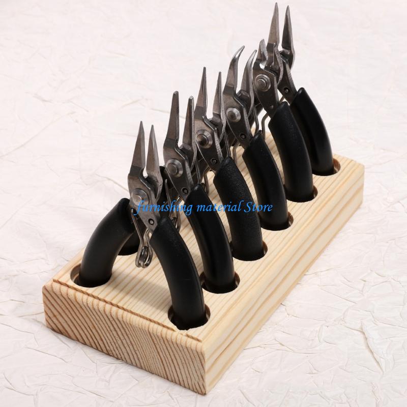 Y5GD Wooden Tool Holder With Multiple Slots For Organizing Pliers Wrenches Rack