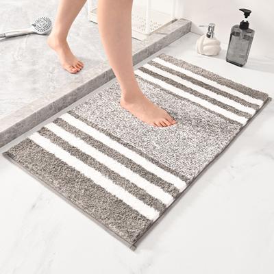 Çizgili Banyo Paspası Tüylü Kalınlaşmış Süper Emici Kaymaz Modern Dikdörtgen Makinede Yıkanabilir Ev Mutfak Banyo Duş Giriş Kapısı Zemin Alanı Halı