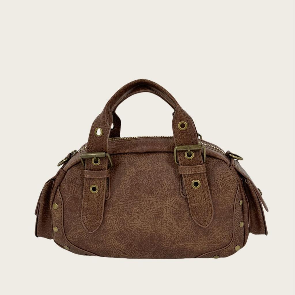 2024 Autumn Winter New Women's Fashion Retro Handbag Motorcycle Bag Niche Design Single Shoulder Crossbody Bag Trendy