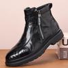 Men's Genuine Leather High Top Winter Boots - Warm Velvet-Lined Casual Martin Boots in British Style.