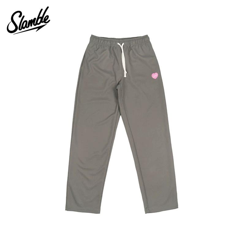 Slamble Girls' Waffle Knit Pants, Loose Straight-Leg Sports Casual Long Pants, Versatile Autumn New Style