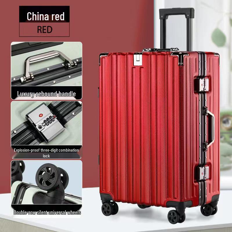 24-Inch Women's Silent Wheeled Suitcase: Durable Aluminum Frame, Large Capacity, Carry-On with Password Lock