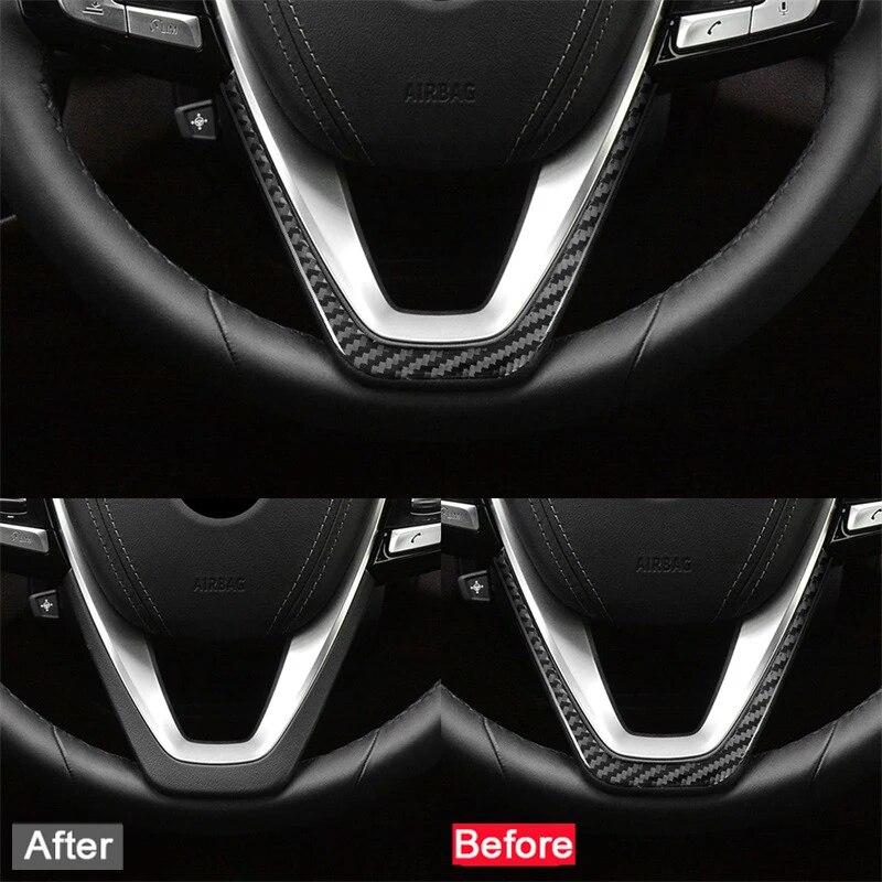 Carbon Fiber For BMW G30 5 Series 2018- Car Steering Wheel Sticker Trim Cover Sticker Inner Auto Accessories