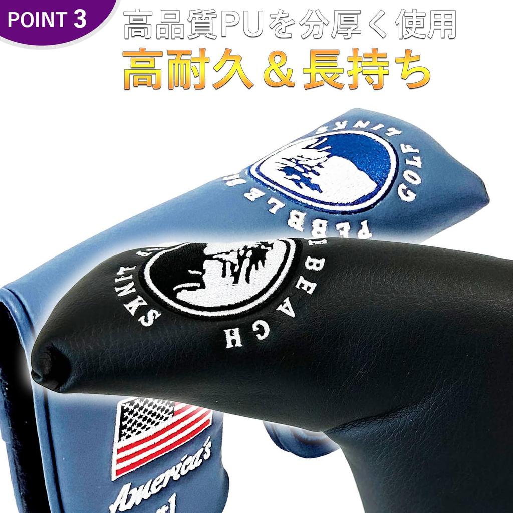 Putter Cover Pin Type Golf Cover Compatible with Scotty Cameron Odyssey with Magnetic Key Ring American Tree (Navy)