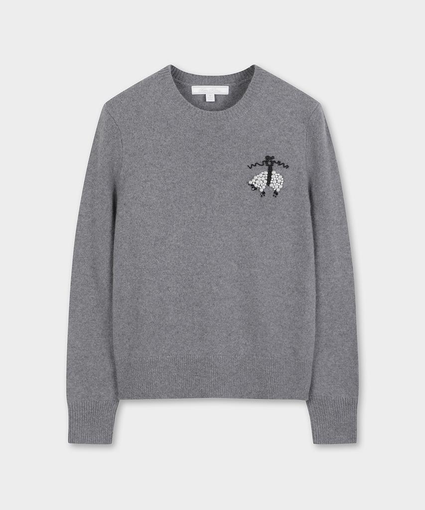 BROOKS BROTHERS Merino Wool Cashmere Beaded Logo Sweater (Charcoal) (Bbwrwm3684Vew)