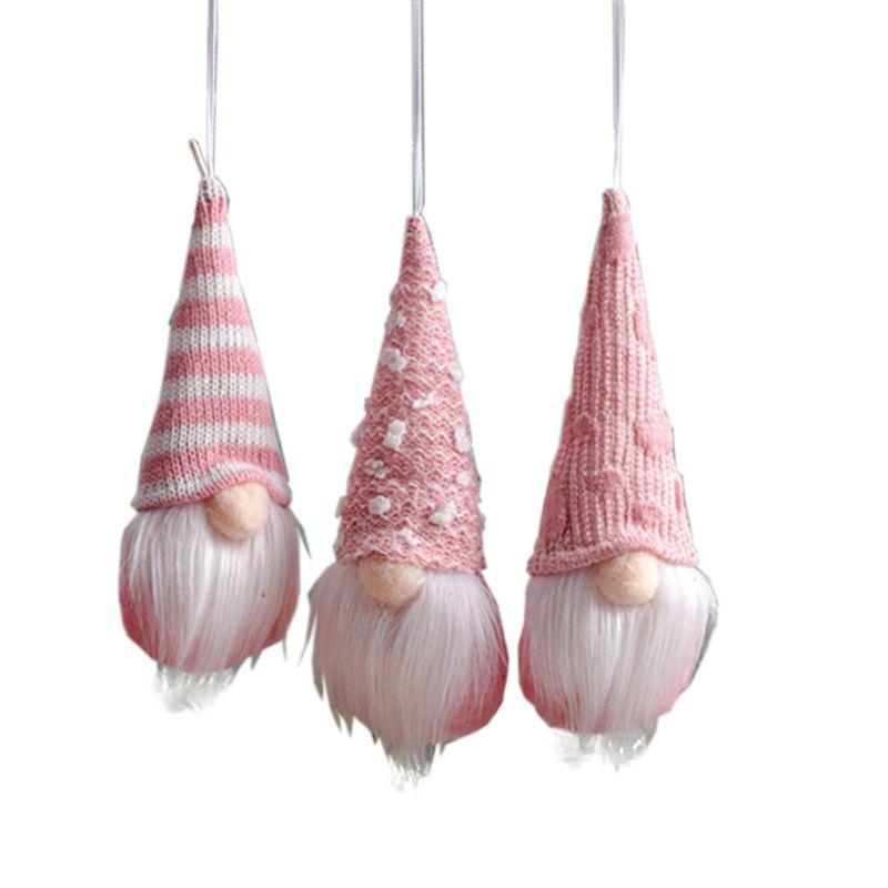 Tree 3x Christmas Hanging Gnome Plush Gonk Santa Doll Pendants Decoration Xmas