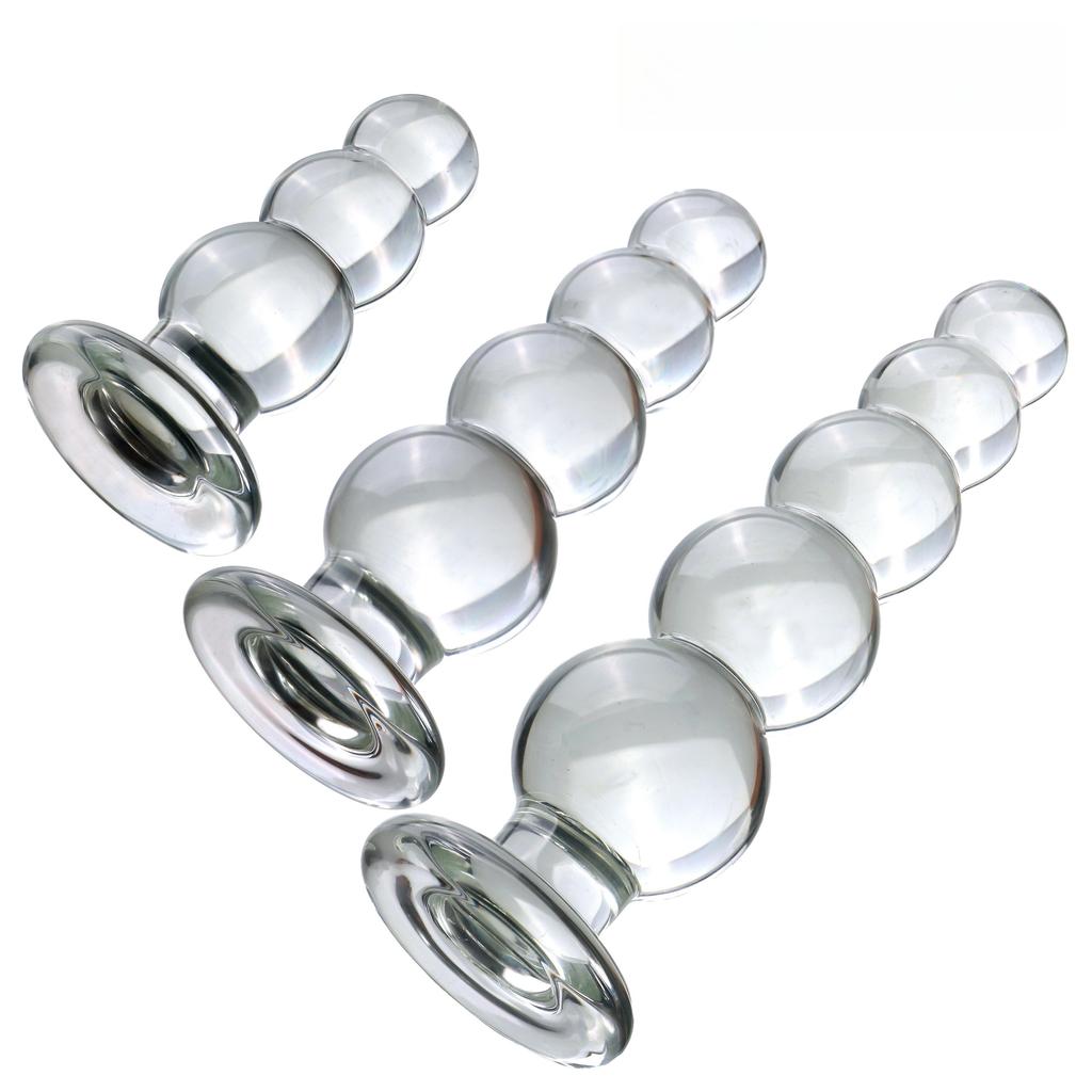 VaHppy Großer Glas-Analplug Backyard-Spielzeug 3/4/5 Kugeln SM BDSM Gay Analmasturbation Prostata-Massage Erwachsenenspiel Sexspielzeug