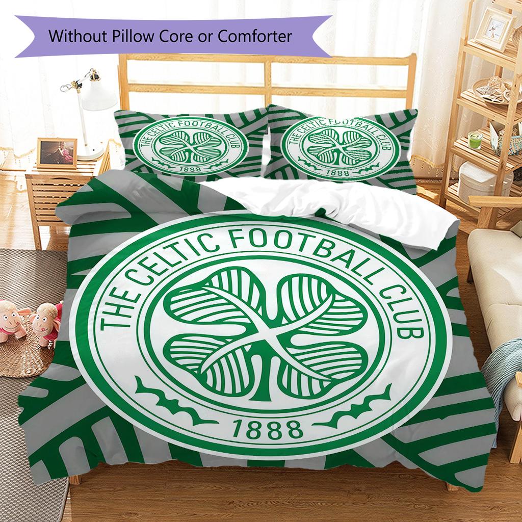 Juego de Funda Nórdica y Colcha del Celtic Football Club Funda de Colcha Funda de Almohada Decoración del Hogar Regalo de Cumpleaños (1 * funda nórdica + 2 * fundas de almohada, sin núcleo)