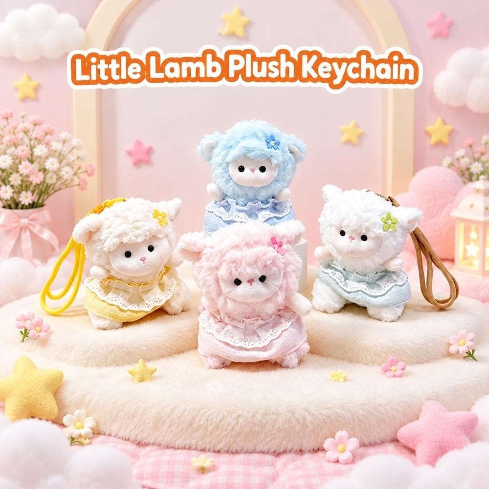 Floral Dress Lamb Plush Keychain Soft Lamb Bag Pendant Cute Sheep Keychain  Bag Charm