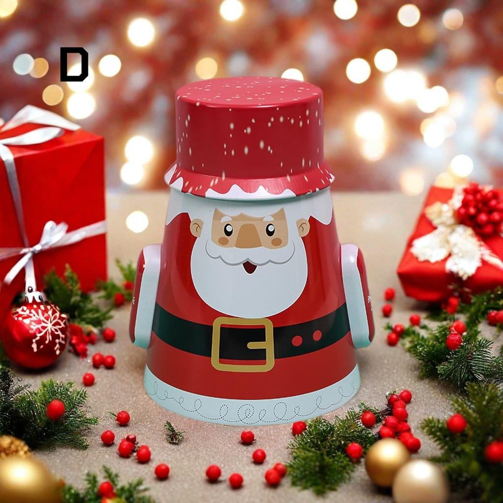 Christmas Cookie Tins with Lids Round Christmas Tin Containers with Gift Ribbon Large Medium Small Xmas Metal Nesting Containers