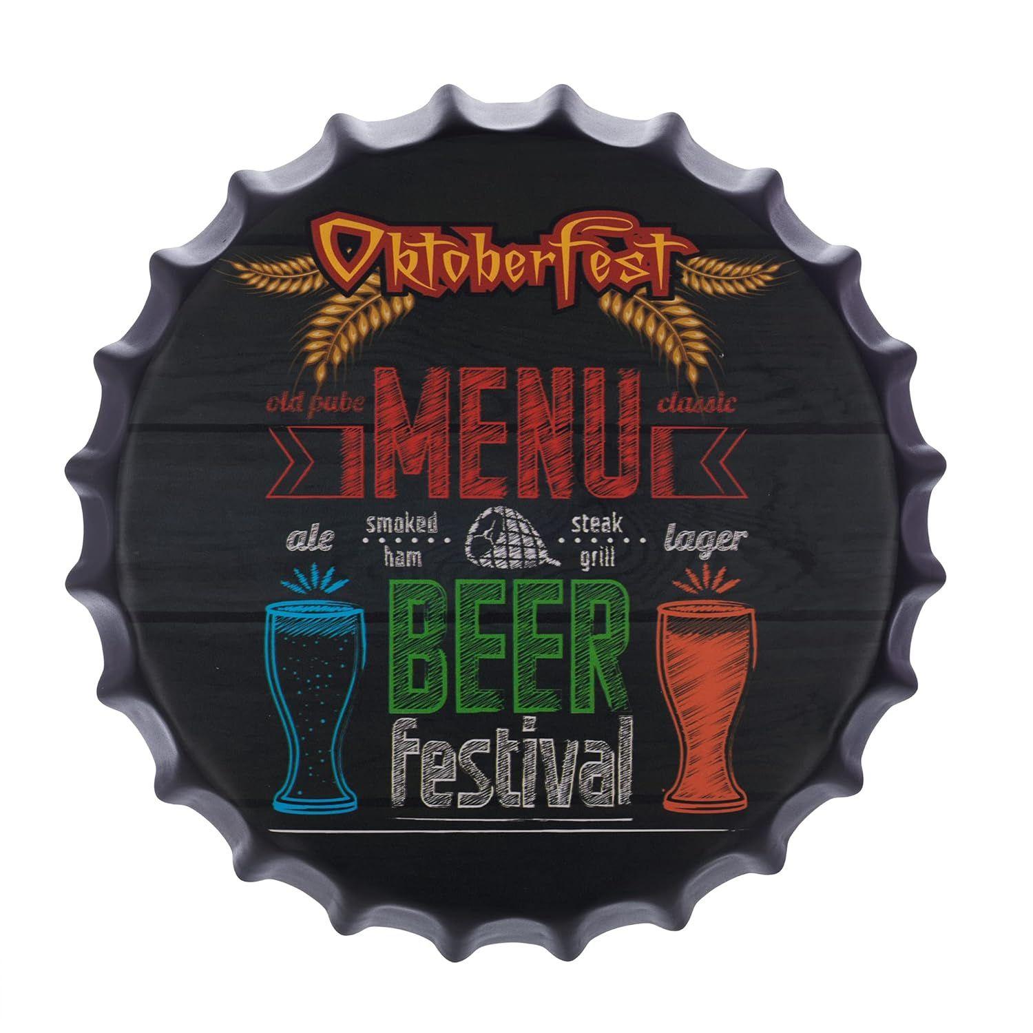 

Декоративные металлические таблички с крышками от бутылок - 14X14 дюймов – Пивной фестиваль | Металлическая настенная подвеска в виде крышки от бутылки для дома, фермерского дома, бара и кафе