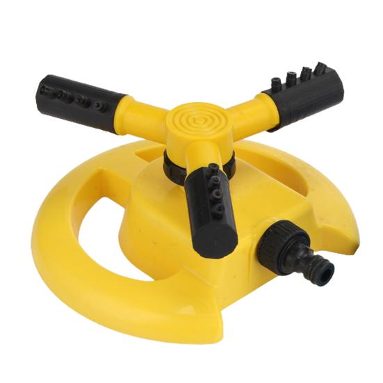 

Вращающийся на 360 градусов разбрызгиватель для газона, 3-рычажный дизайн, универсальная простая установка, более широкий охват, автоматический сад жёлтый